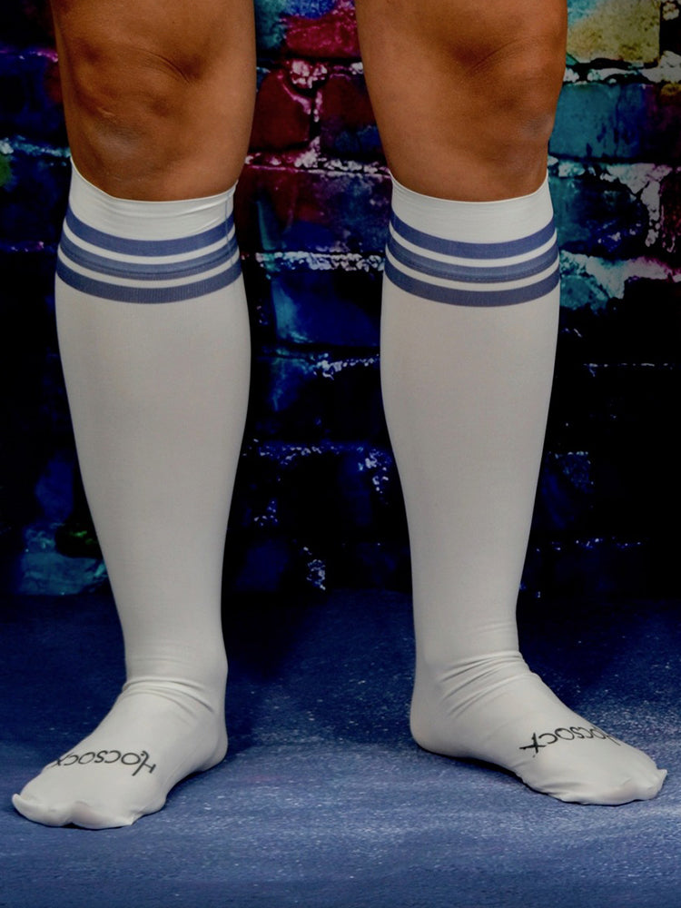 White with Navy Stripes Sock