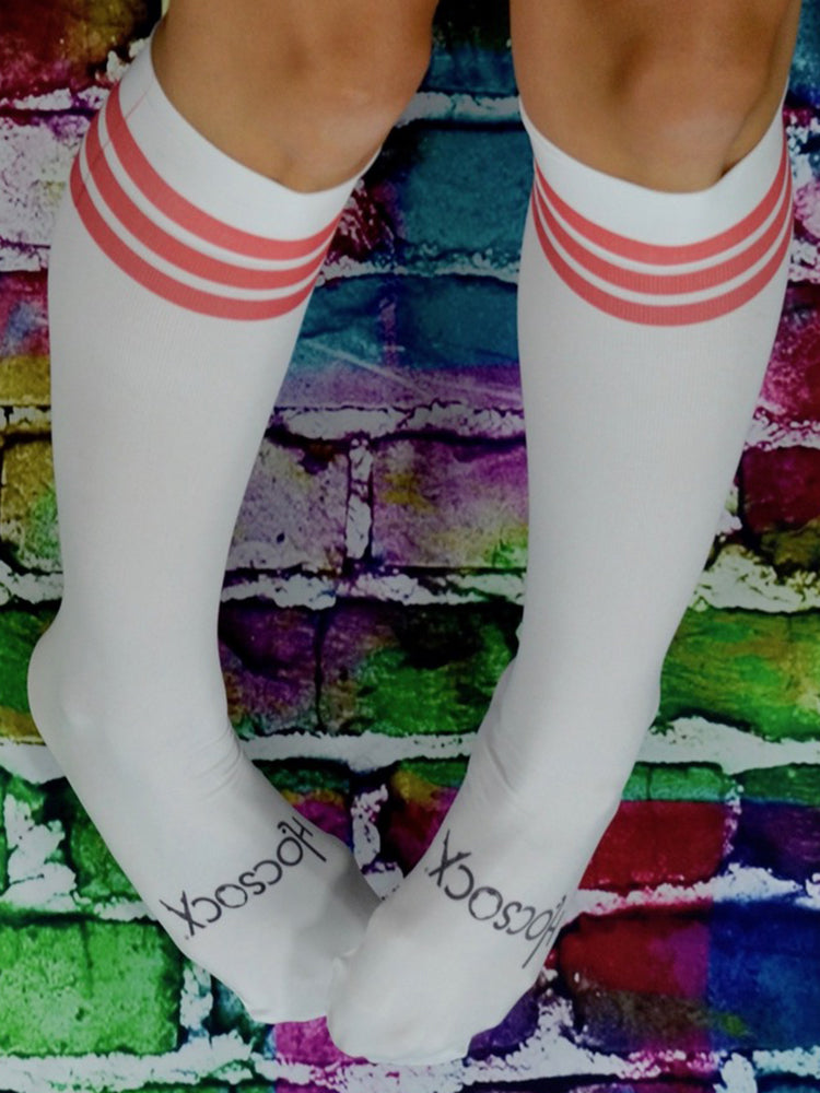 White with Red Stripes Sock